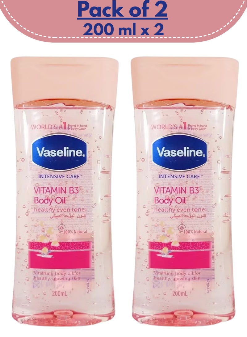 Vaseline Intensive Care Vitamin B3 Body Oil 200 ml (Pack of 2) - Image 1